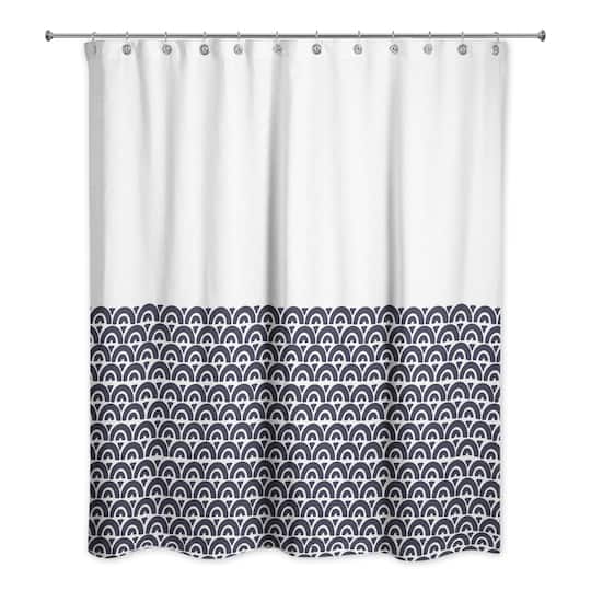 Navy Wavy Arch 71" x 74" Shower Curtain